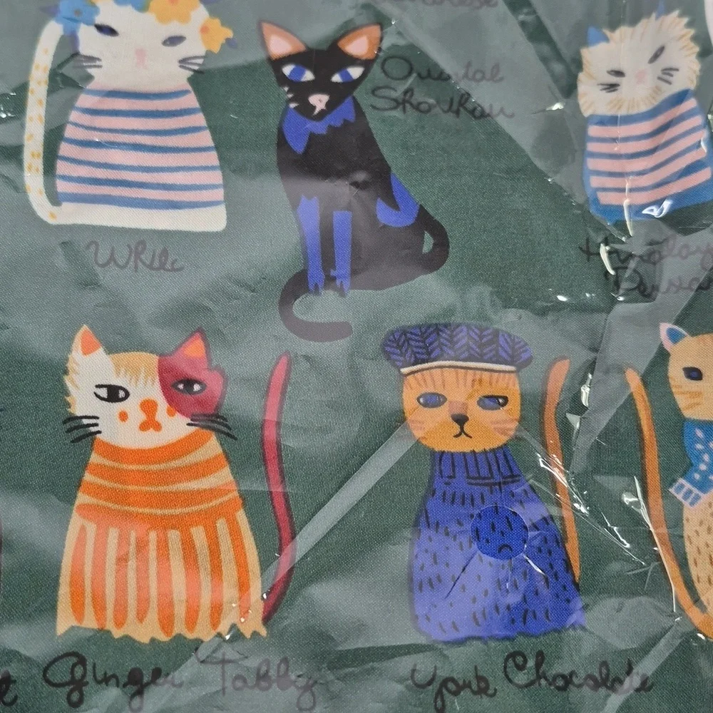 Cat Colorful Print Scarf (Green) - Picture 9 of 13